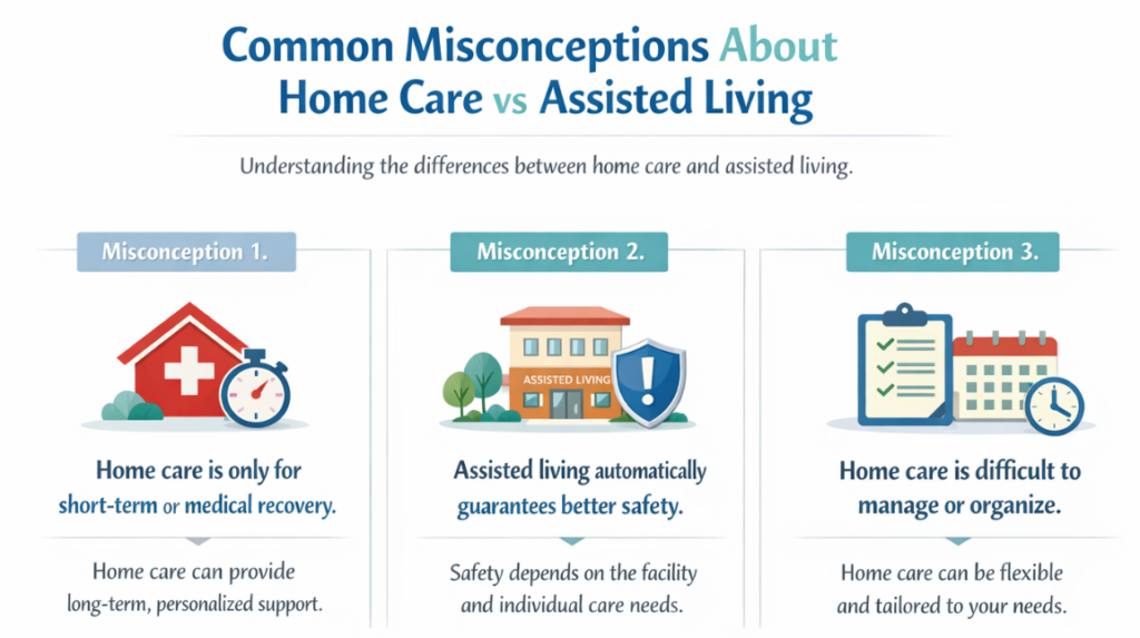 common misconceptions about home care vs assisted living