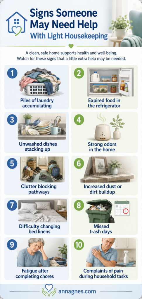signs someone may need help with light housekeeping