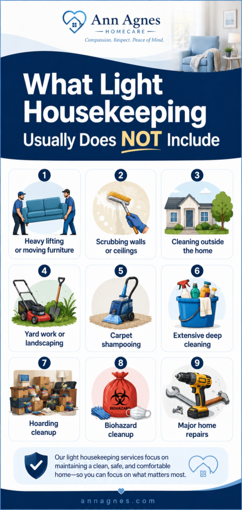 what light housekeeping usually does not include